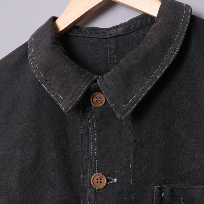 30s Le Mont St Michel ブラックモールスキンジャケット M 30-40s Le Mont St Michel？Black Moleskin Jacket