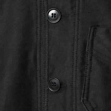 40s France Vintage Le Mont Saint Michel Black Moleskin Work Jacket