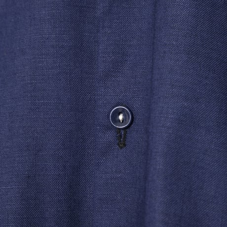 40-50s France Vintage Cotton Linen Blue Granpa Shirts Dead Stock 1