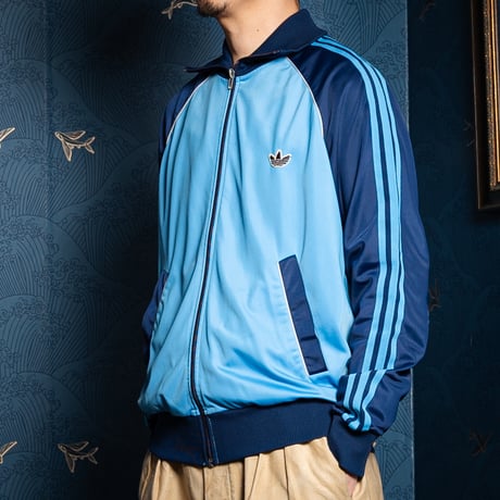 80s Vintage adidas Track Jacket Light Blue × Navy (Made in Hungaria)