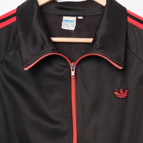70-80s Vintage adidas Track Jacket Curve Pocket  Black × Red Small