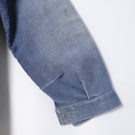 30-40s France Vintage Paul Passant Blue Moleskin Work Jacket