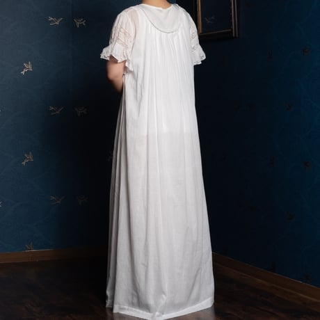 〜1930s French Antique Cotton Lace Short Sleeve Night Dress  2