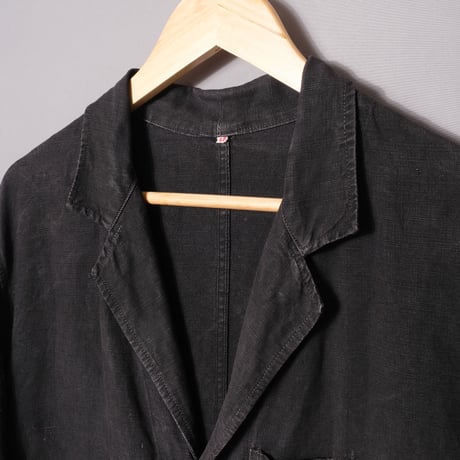40-50s France Vintage  VETRA Black Linen  Maquignon Coat