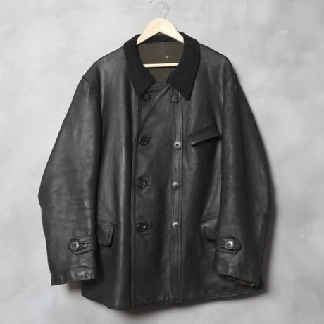 30s French Vintage Adolphe Lafont Leather Jacket（Corbusier Jacket）