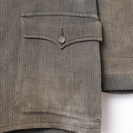 40s France Vintage Manu France Gray Cotton Pique Hunting Jacket