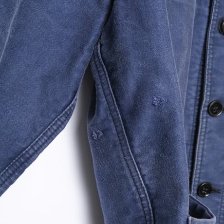 40s-50s France Vintage Adolphe Lafont Blue Moleskin Work Jacket