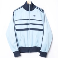 70-80s Vintage adidas Track Jacket Model  First Light Blue × Navy（Made in France）