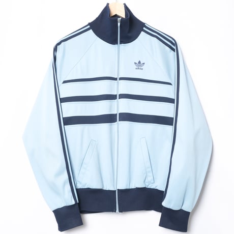 70-80s Vintage adidas Track Jacket Model  First Light Blue × Navy（Made in France）