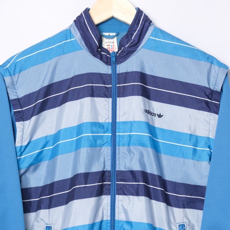 80s Vintage adidas Track Jacket Stripe Navy × Light Blue (Made in West Germany)