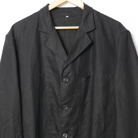 40s France Vintage Indigo Linen Maquignon Coat Dead Stock