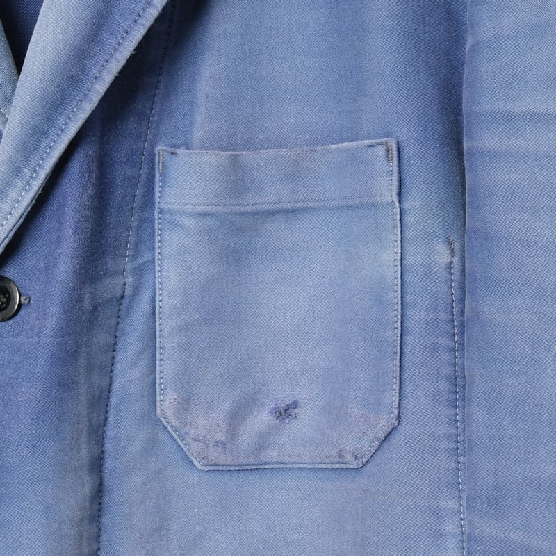 雰囲気抜群 大きめサイズ ブルーモールスキン ジャケット 40's】French Vintage Blue Moleskin Work Jacket 