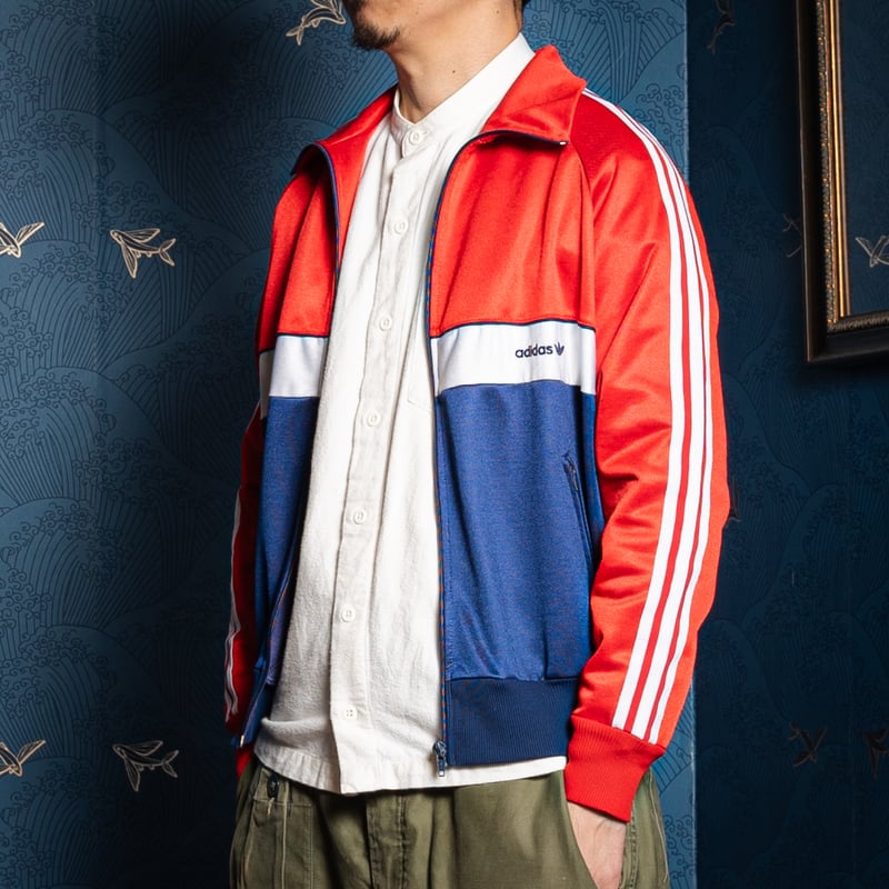 80s Vintage adidas Track Jacket Navy ×Red × Whi