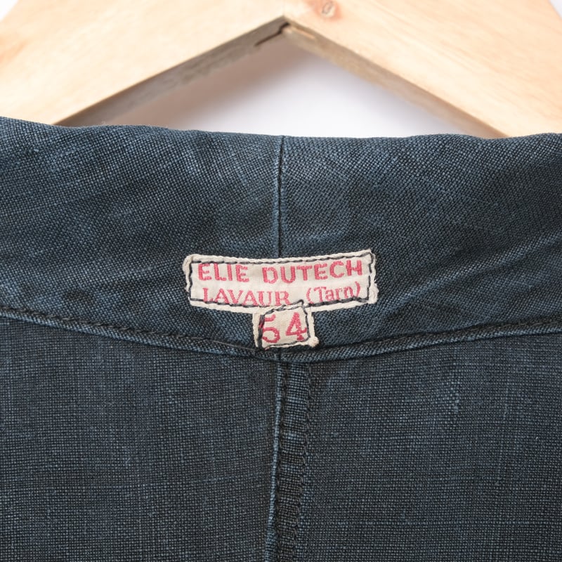 30s France Vintage Indigo Linen Maquignon Coat