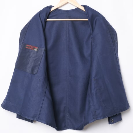 40s France Vintage Adolphe Lafont Blue Moleskin Work Jacket Dead Stock