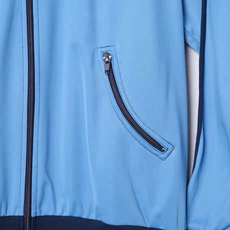 80s Vintage adidas Track Jacket Curve Pocket Light Blue × Navy (Made in Hungaria)
