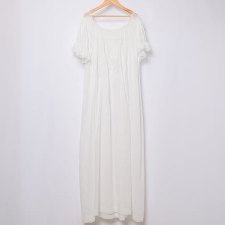 〜1930s French Antique Cotton Lace Short Sleeve Night Dress  2
