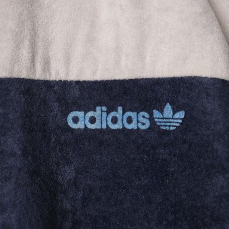 80s Vintage adidas Ventex Velours Track Jacket Navy × Gray × Light Blue (Made in France)
