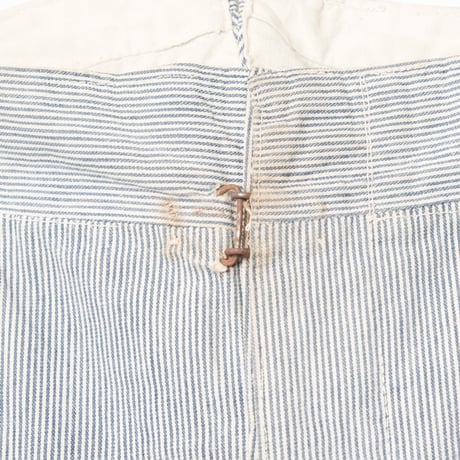 -30s France Vintage Belle Jardiniere Striped Cotton Trousers