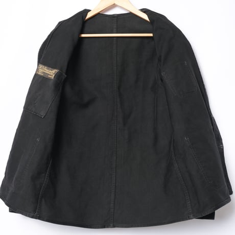30-40s France Vintage L' Inusable Black Moleskin Work Jacket