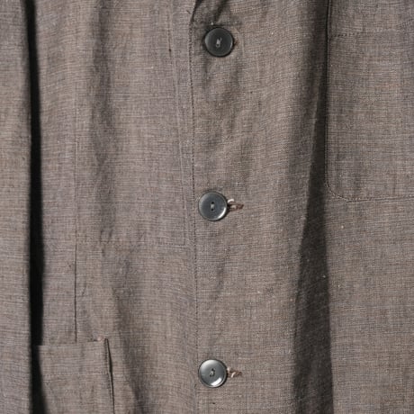 50-60s France Vintage Canvas Black Chambray Tailored Jacket 52