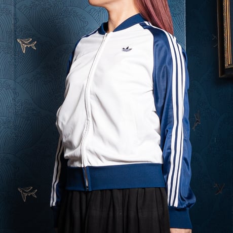 70s Vintage adidas Collarless Track Jacket White × Navy