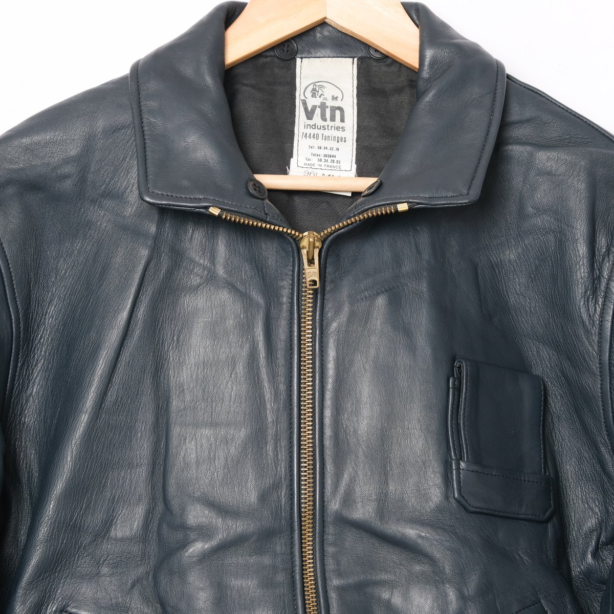 70s-80s French Army VTN Pilot Leather Jacket Si 70s-80s French Army VTN Pilot Leather Jacket Si