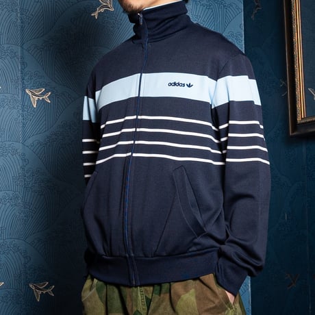70-80s Vintage adidas Ventex Track Jacket Navy × Light Blue (Made in France)