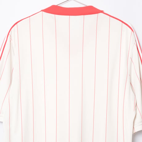 70-80s Vintage adidas Ventex Half Sleeve Game Shirt Striped White × Red（Made in France）