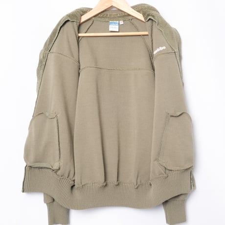 70-80s Vintage adidas Button Knit Jacket Khaki (Made in West Germany)