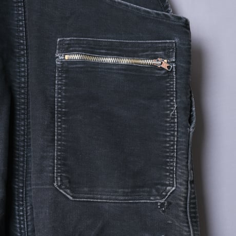40-50s Le Mont St Michel  French Work Black Moleskin Overalls Size52C