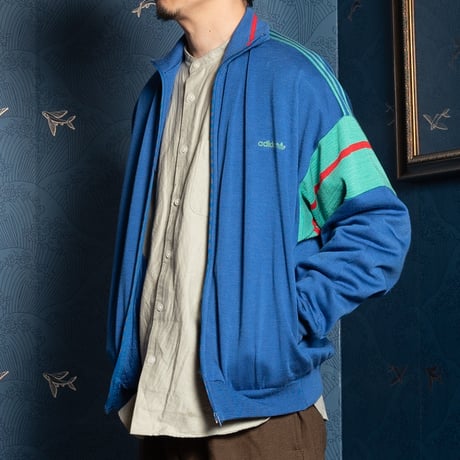 80s Vintage adidas Knit Track Jacket Blue