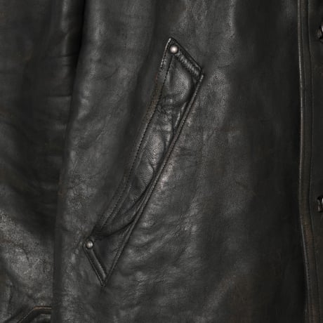 50s-60s France Vintage Leather Jacket Wool Collar (Corbusier Jacket)