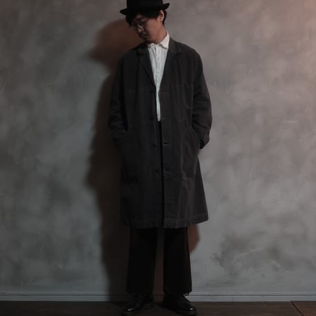 40-50s France Vintage VETRA Black Linen (Metis) Maquignon Coat