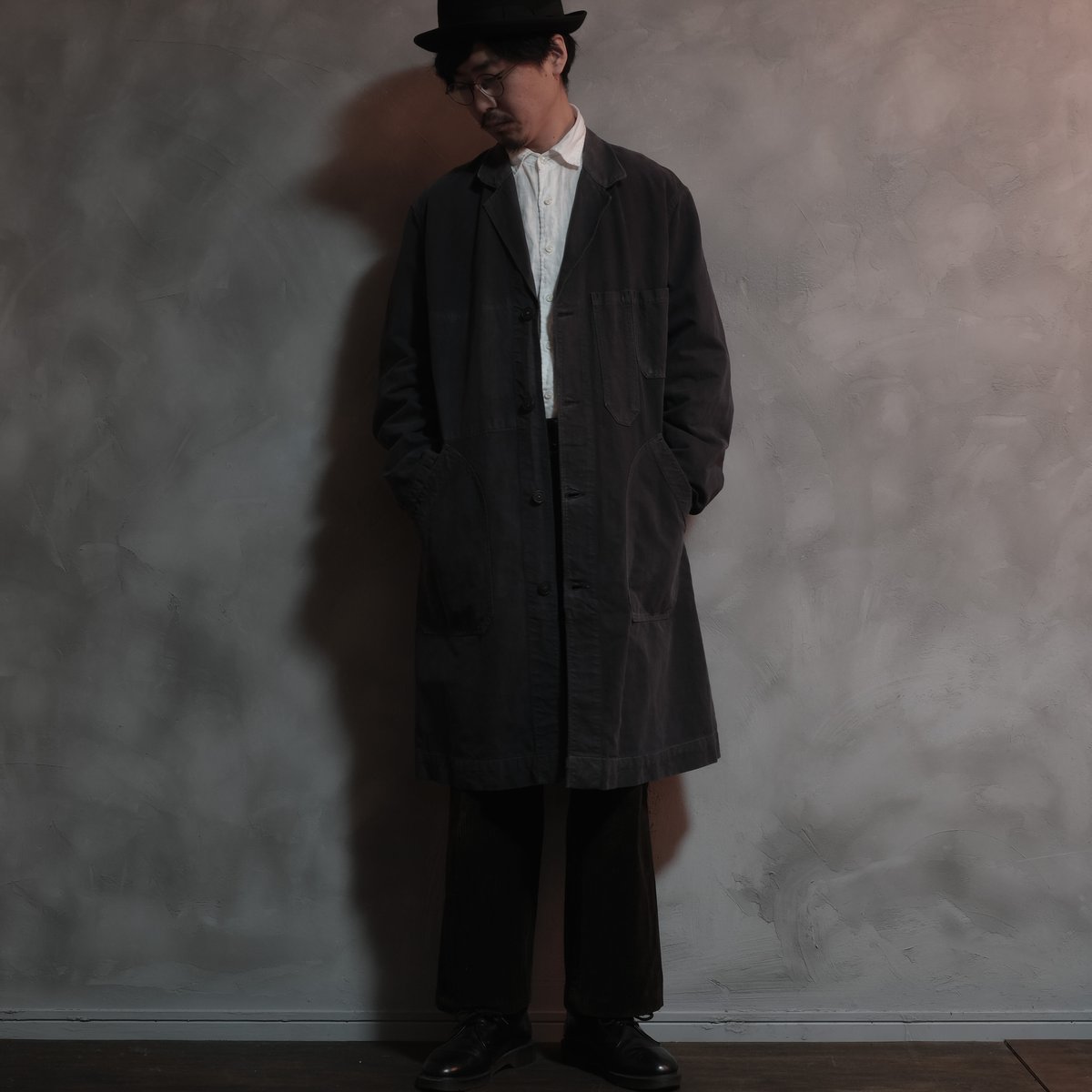 40-50s VETRA Black Linen (Metis)マキニョンコート 40-50s France Vintage VETRA Black Linen (Metis)