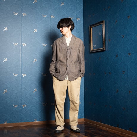 50-60s France Vintage Canvas Black Chambray Tailored Jacket 46