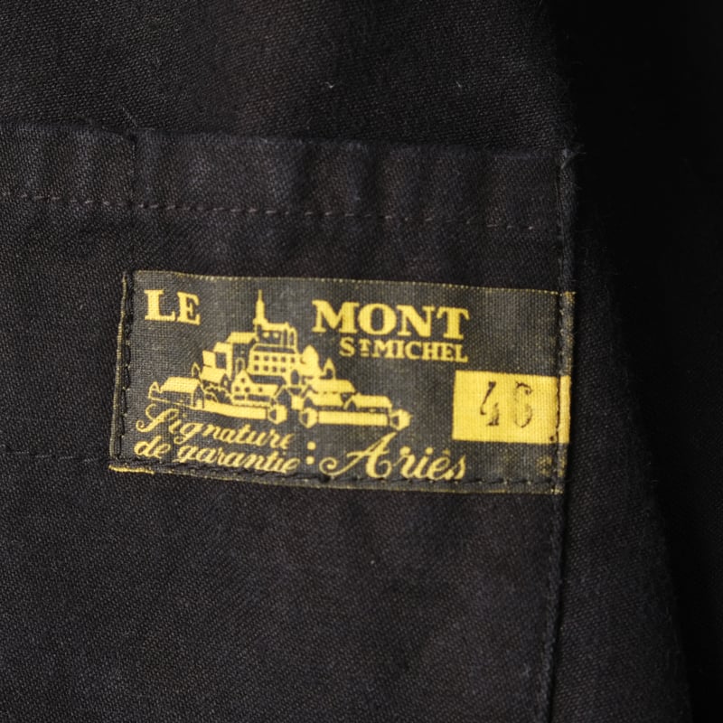 50s Le Mont St Michel Black Moleskin Jacket Siz...