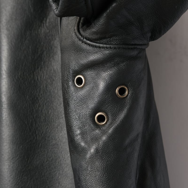 60s France Vintage Leather Jacket Wool Collar(C 60s France Vintage Leather Jacket Wool Collar(C