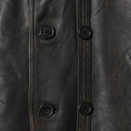 50s-60s France Vintage Leather Jacket Wool Collar (Corbusier Jacket)