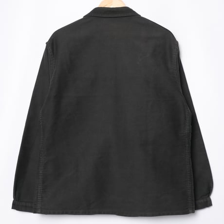 40-50s France Vintage Le Mont Sant Michel Black Moleskin Work Jacket Size 56