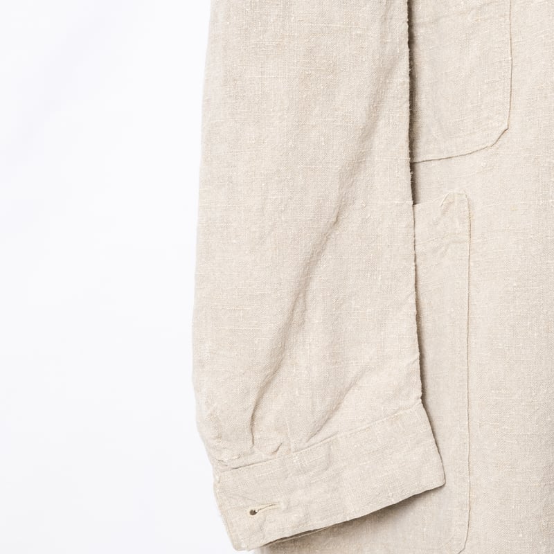 30-40s France Vintage Linen Coat With Chin Stra