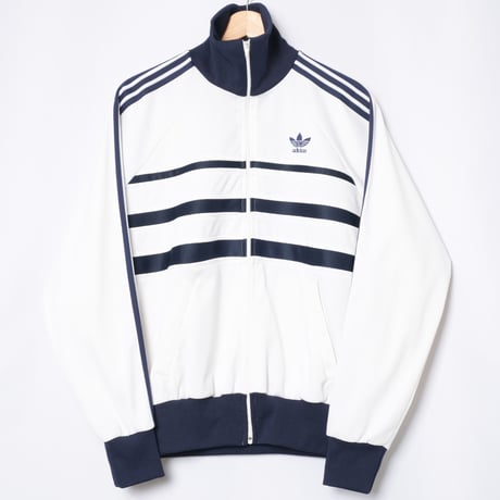 70-80s Vintage adidas Ventex Track Jacket Model First White × Navy (Made in France)