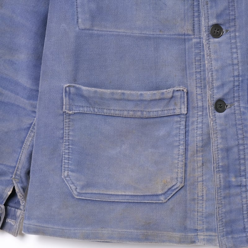 40s France Vintage Blue Moleskin Work Jacket |
