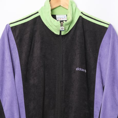 90s Vintage adidas Track Jacket Vintage adidas Black × Purple × Light Green (Made in France)