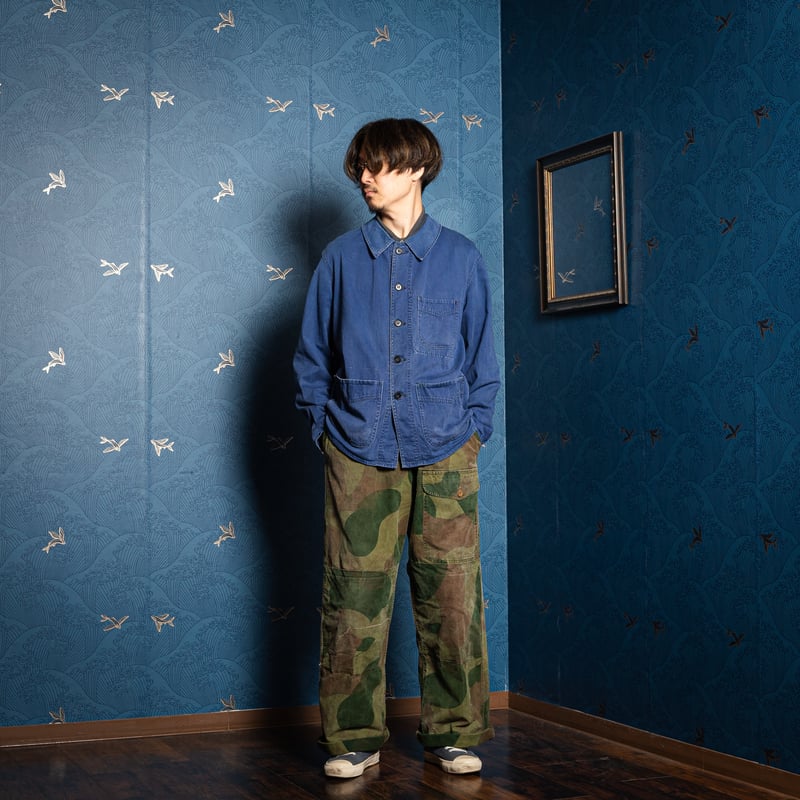 80s ADOLPHE LAFONT ヴィンテージ フレンチワークジャケット Adolphe Lafont ブルーモールスキンフレンチワークジャケット - Fresh