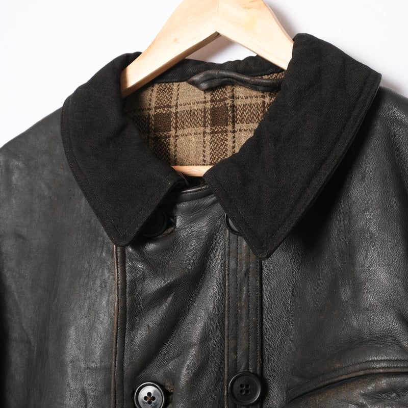 50s 60s french コルビジェ ジャケット　レザー ウール襟 50s-60s France Vintage Leather Jacket Wool Coll