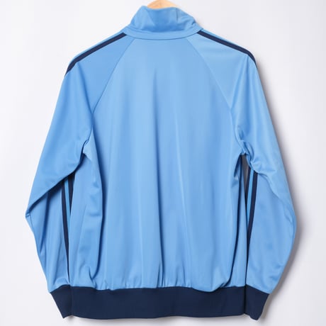 80s Vintage adidas Track Jacket Curve Pocket Light Blue × Navy (Made in Hungaria)