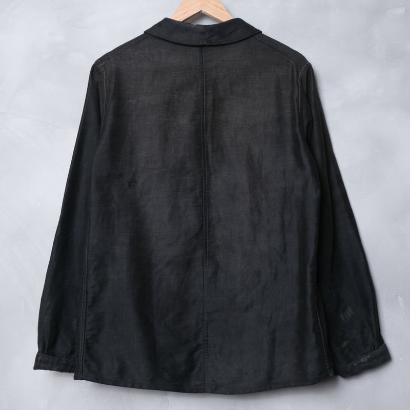30s-40s Le Durable Black Moleskin Jacket Wood 30s-40s Le Durable Black Moleskin Jacket Wood