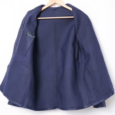 40s France Vintage Le Robste Blue Light Moleskin Jacket Dead Stock