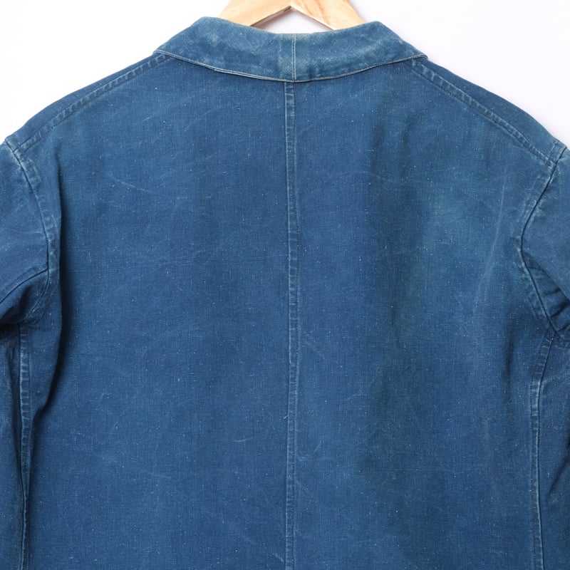 30s France Vintage Indigo Cotton Linen Work Ja 30s France Vintage Indigo Cotton Linen Work Ja